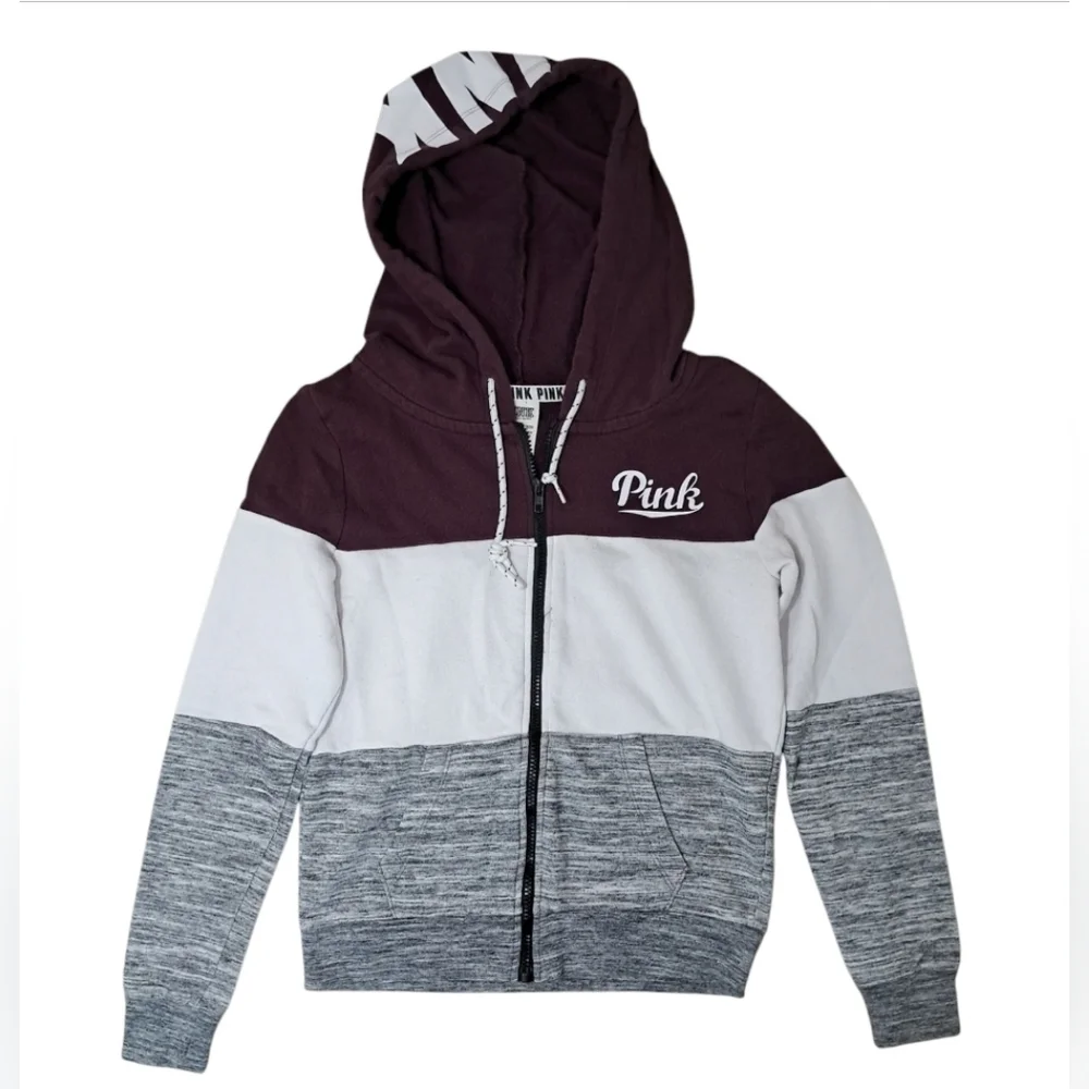 Victoria's Secret PINK Logo Colorblock Full Zip Hoodie and Joggers Set Size XS - Picture 5 of 16